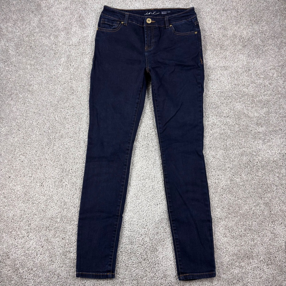 INC International Concepts Womens Skinny Leg Regular Fit Dark Wash Jeans Size 6